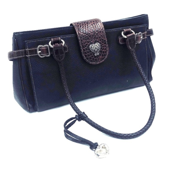 Brighton pebbled Leather Black Brown Shoulder bag - Picture 1 of 8